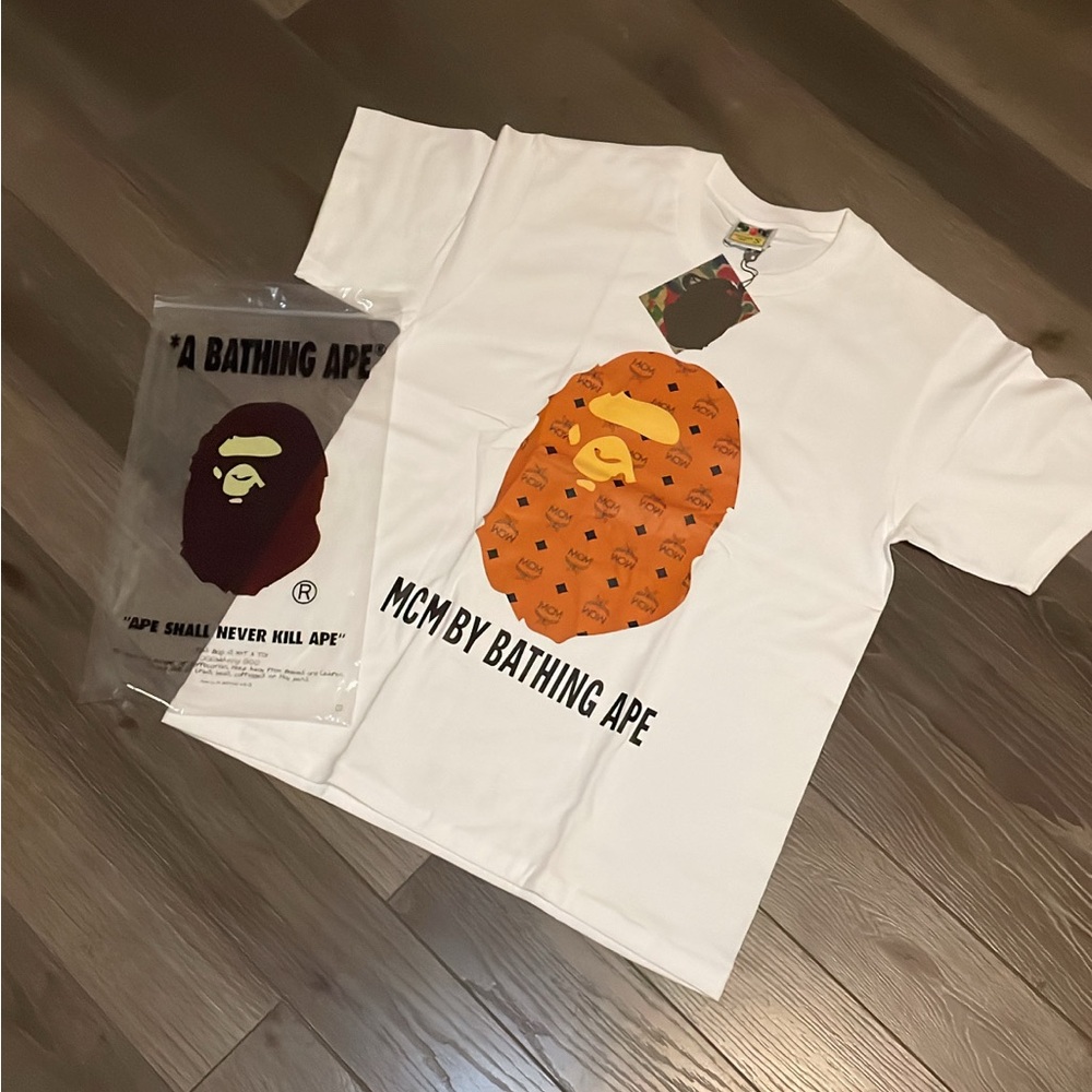BAPE White/brown Graphic Short Sleeve Tee